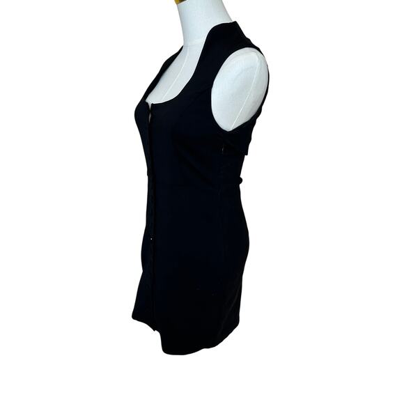 Superdown Black Mini Dress SMALL Bodycon Button Front Sleeveless Revolve $78 NEW - Picture 5 of 7
